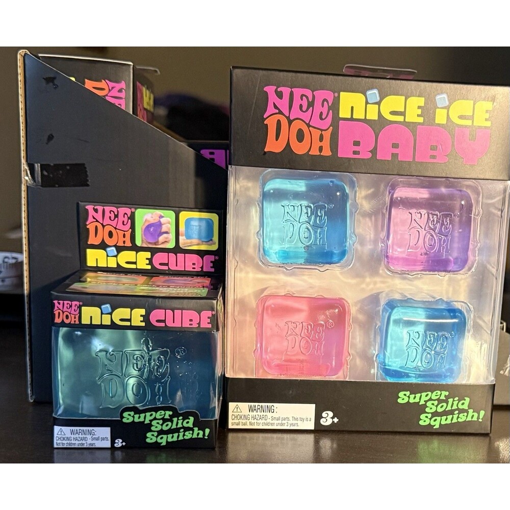 Lot Of 2 NEW SCHYLLING NEEDOH Blue Nice Cube & 4 Nee Doh Nice Ice Baby